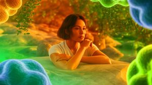 Illustration de l'effet des psychédéliques sur le stress et le système immunitaire. Image réalisée par IA.