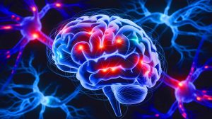Illustration de l'énergie mentale déclenchée par des processus cérébraux complexes. Image réalisée par IA.
