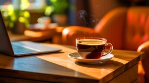 Illustration de l'impact du café matinal sur la personnalité. Image réalisée par IA.