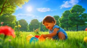 Illustration de l'impact des fortes chaleurs sur le développement cognitif des enfants. Image réalisée par IA.