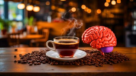Illustration de l'impact du café sur le cerveau humain. Image réalisée par IA.