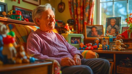Illustration de souvenirs d'enfance pour un esprit vif à 70 ans, générée par intelligence artificielle.