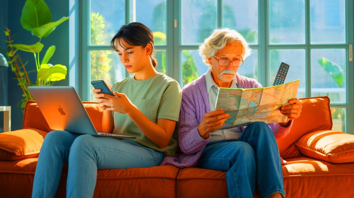 « Ils crient au scandale » : les jeunes profitent gratuitement de ce que les aînés paient encore d’une fortune Illustration de la différence générationnelle dans la consommation des services numériques et traditionnels.