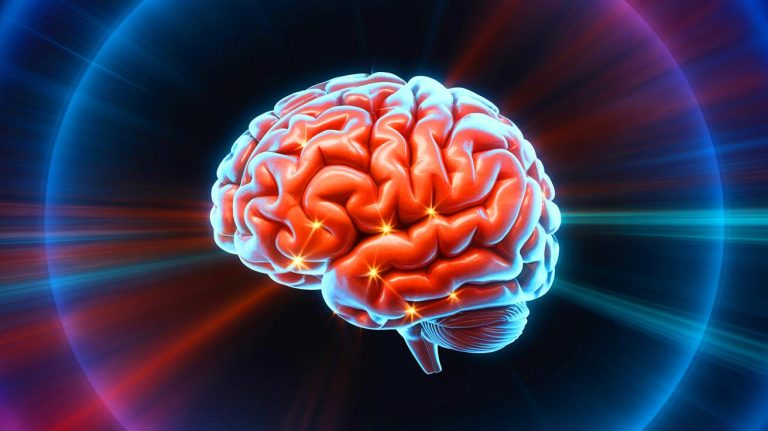 Illustration de l'émission de biophotons par le cerveau humain.