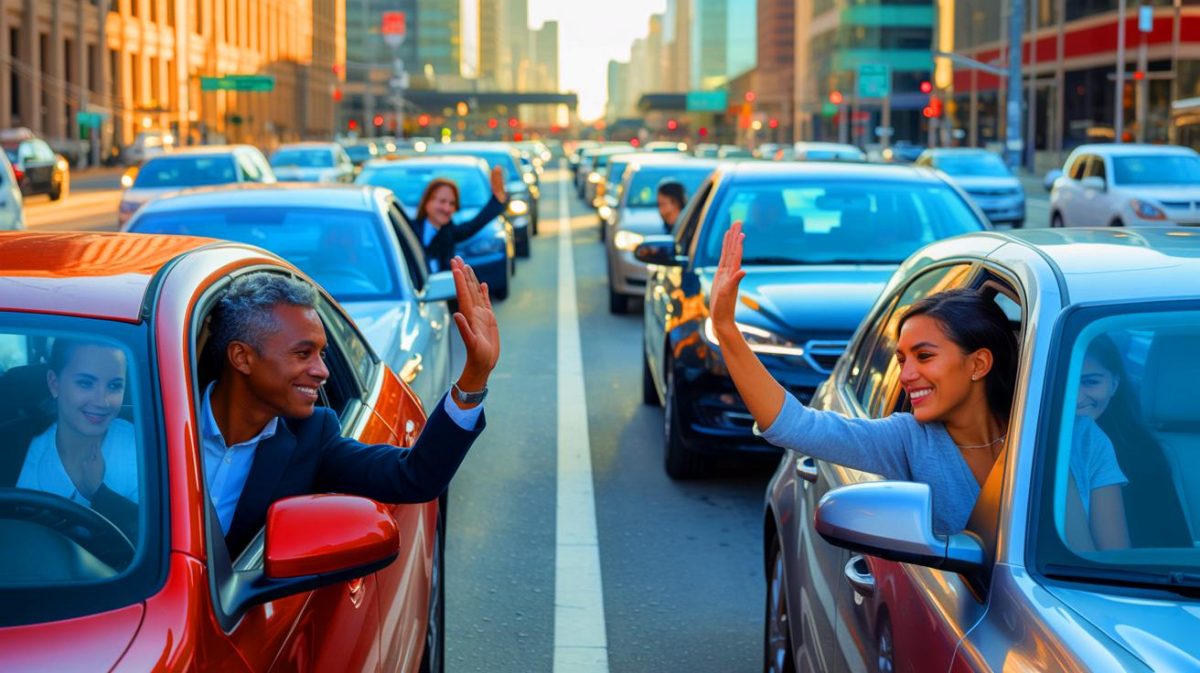 La psychologie révèle : « Si vous remerciez quand une voiture vous laisse passer, vous possédez ces 7 traits qui choquent » Illustration de l'importance des gestes de gratitude au volant.