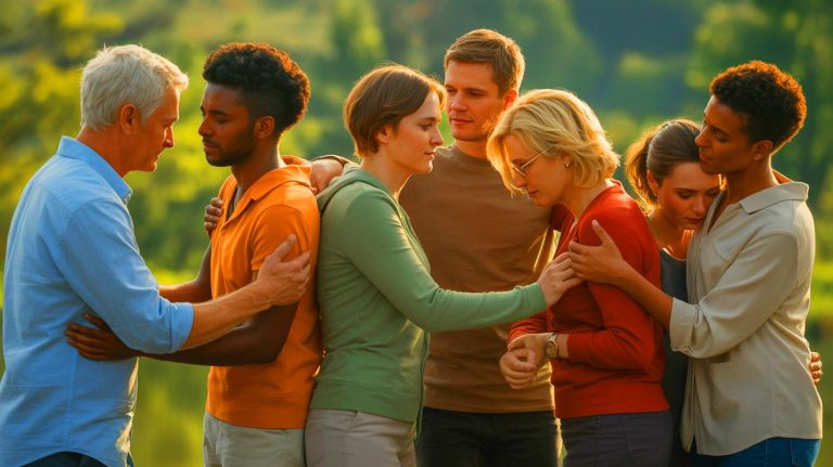 Illustration de l'importance du toucher dans le bien-être mental et social.