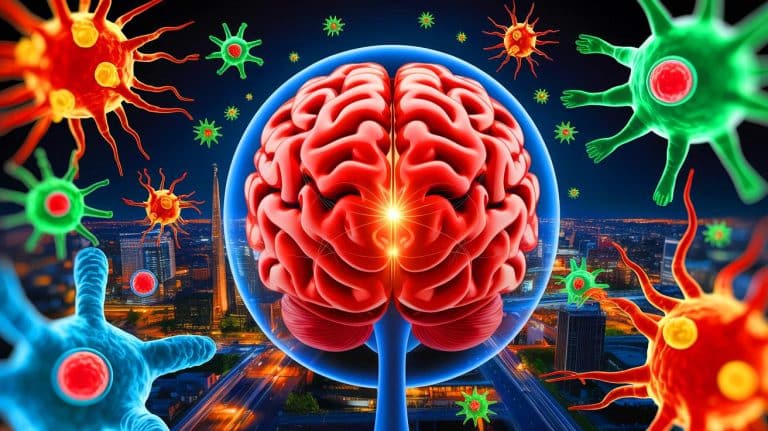Illustration de l'activation cérébrale déclenchant une réponse immunitaire face aux signes d'infection.